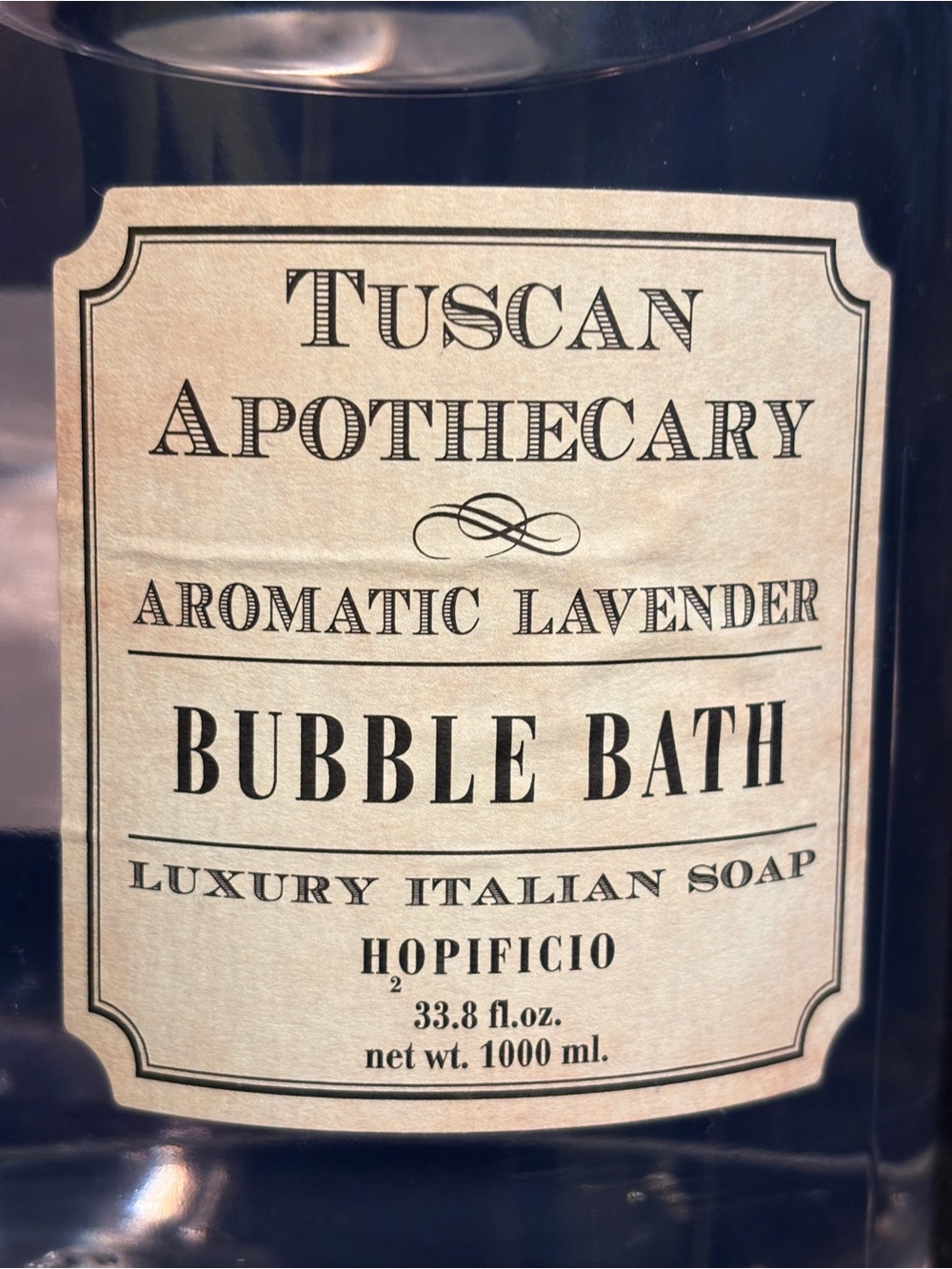 H2opficio Tuscan Apothecary 
Aromatic Lavender Bubble Bath 
33.8 fl oz.